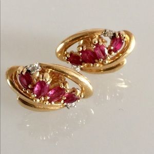 14k Ruby and Diamond accent Earrings